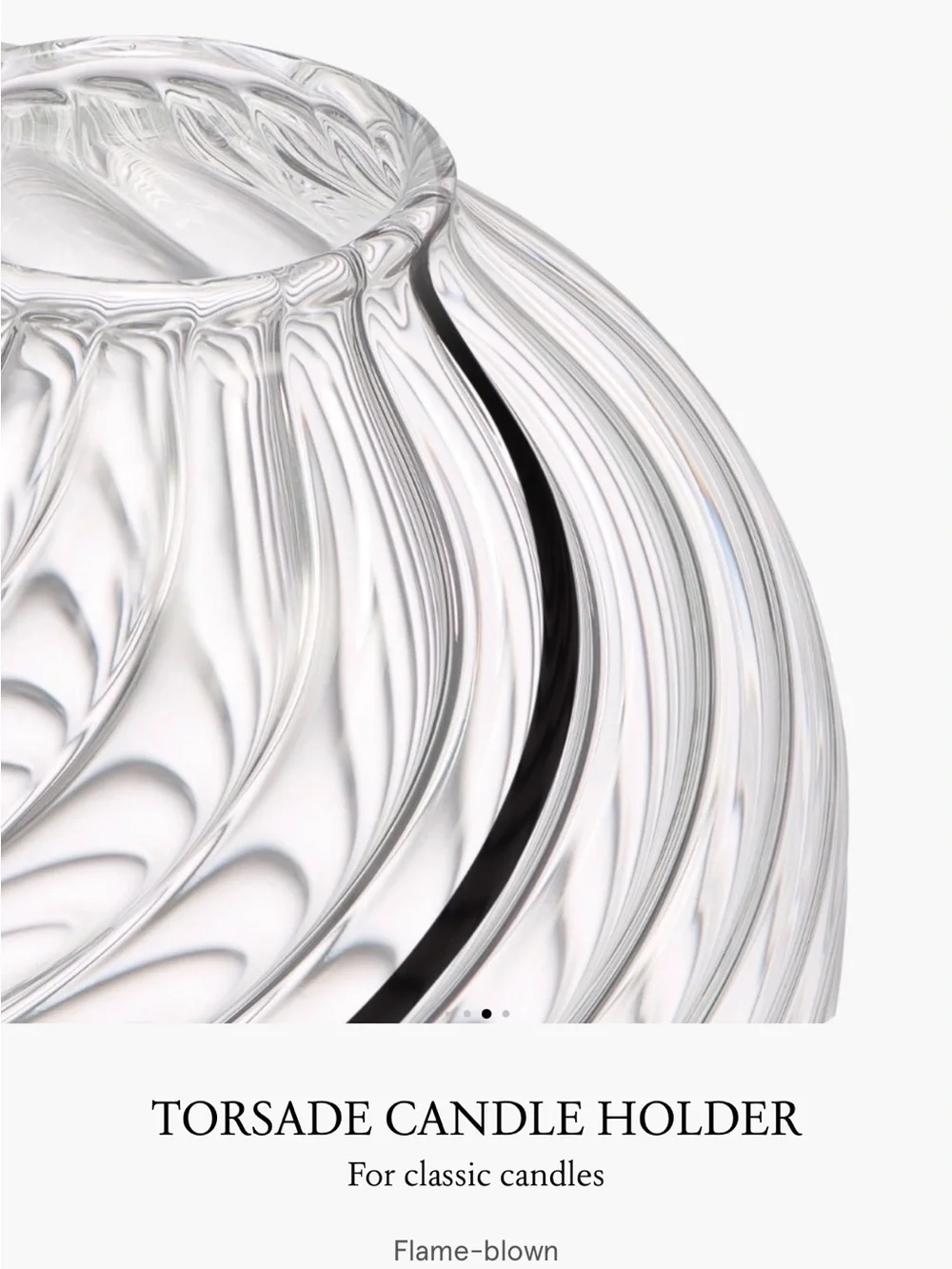DIPTYQUE EUC Photophore Torsade Glass Candle Holder in Clear with Black Base - Picture 3 of 7